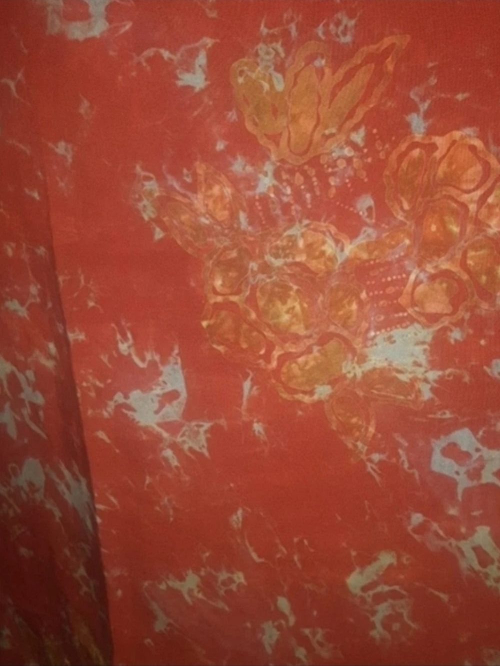Long Silk Blend Batik Skirt - Small - Picture 2 of 4